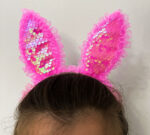 Fuşya Dantelli Işıklı Tavşan Kulak Taç