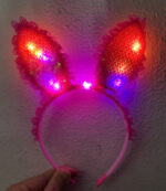 Fuşya Dantelli Işıklı Tavşan Kulak Taç - Görsel 2