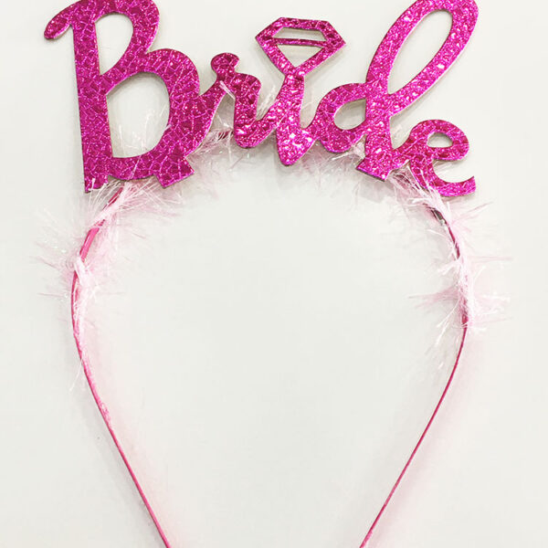 Fuşya Renk Bekarlığa Veda İtalik Yazı Alyanslı Bride Taç