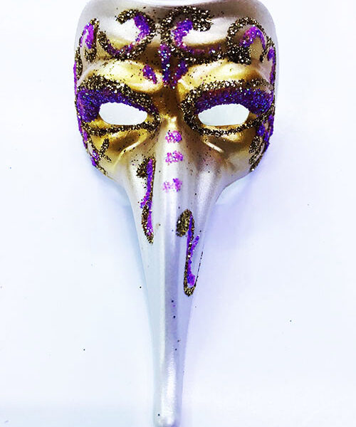 Fuşya Renk İşlemeli Seramik Malzemeden İmal Venedik Uzun Maske Magnet