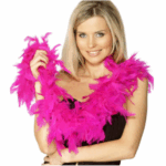 Fuşya Renk Kabarık Tüylü Otriş Boa Gerçek Tüy Dekorasyon - Görsel 4