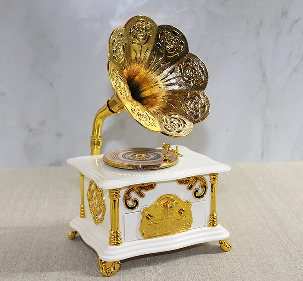 Gramofon Müzik Kutusu Beyaz