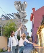 Gümüş Kalp Şekilli Uçan Balon Folyo 10 Adet - Görsel 3