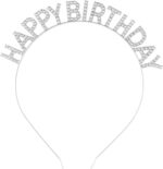 Gümüş Kristal Taşlı Happy Birthday Tacı