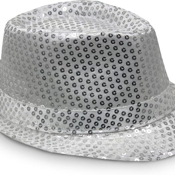 Gümüş Payetli Fötr Şapka Yetişkin Boy