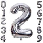 Gümüş Rengi Folyo Rakam Balon 1 Metre - Görsel 2