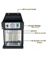 Güneş Enerjili Hareket Sensörlü Duvar Lambası - Görsel 5