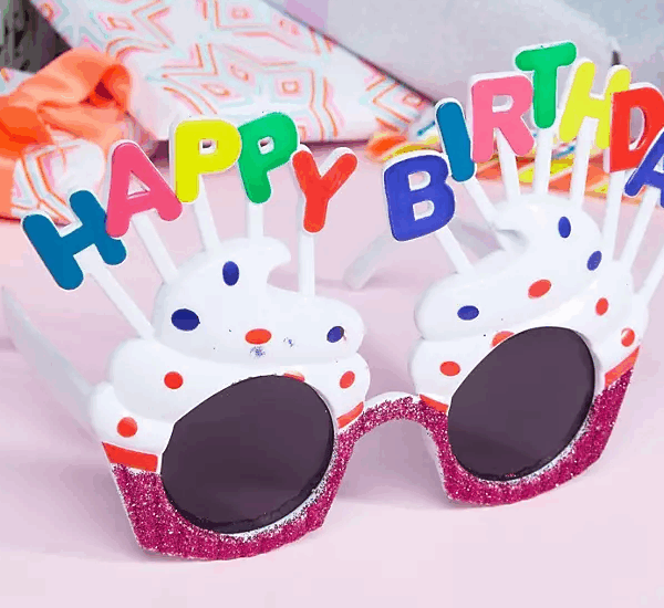 Happy Birthday Beyaz Fuşya Parti Gözlüğü
