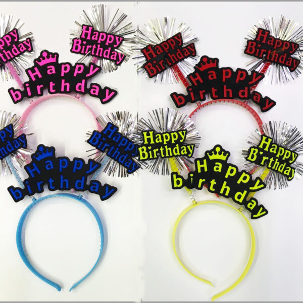 Happy Birthday Neon Renk Doğum Günü Tacı 12 Adet