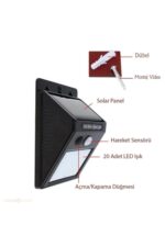 Hareket Sensörlü Solar Dış Mekan Lambası - Görsel 2