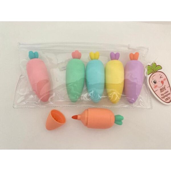 Havuç Tasarımlı Fosforlu Kalem Seti