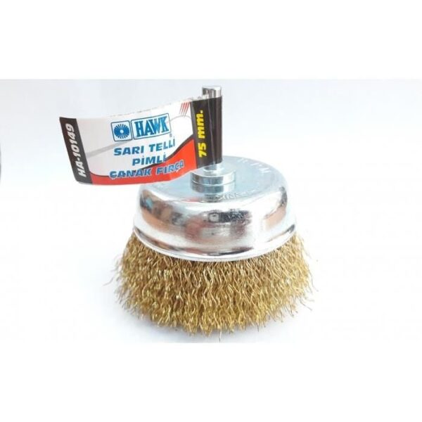 Hawk HA10149 Pimli Sarı Tel Çanak Fırça 75 mm