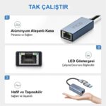 INCA IUTP-01T USB 3.0 TYPE-C 3.1 ETHERNET RJ45 1000MBPS ALUMINYUM KASA - Görsel 2