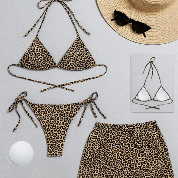 Kadın 3&apos;lü Set Leopar Desenli Şortlu ve Yandan Bağlamalı Bikini Mayo Takımı – Modern, Konforlu ve Günlük Kombinlere Uygun