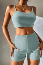 Kadın Açık Mavi Şortlu Kaşkorse Gecelik Takım – Modern, Konforlu ve Günlük Kombinlere Uygun - Görsel 5