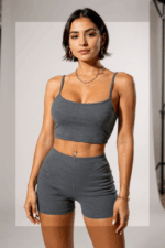 Kadın Antrasit Gri Şortlu Kaşkorse Gecelik Takım – Modern, Konforlu ve Günlük Kombinlere Uygun - Görsel 3