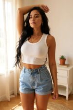 Kadın Beyaz Kare Yaka Crop Top Bluz – Şık, Rahat ve Kolay Kombinlenebilir - Görsel 3