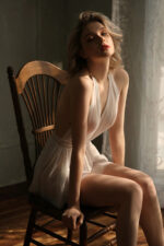 Kadın Beyaz Sırtı Açık Beli Dantelli Gecelik  Takım - Görsel 4