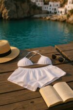 Kadın Beyaz Şortlu Belden ve Boyundan Bağlamalı Bikini Takımı – Modern, Konforlu ve Günlük Kombinlere Uygun - Görsel 4