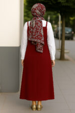 Kadın Bordo Basic Ayarlanabilir Askılı Jile Elbise – Şık, Rahat ve 4 Mevsim Kullanıma Uygun - Görsel 2