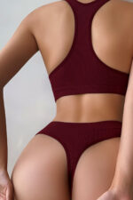 Kadın Bordo Desteksiz Seamless Tangalı   İç Çamaşır  Takımı - Görsel 2