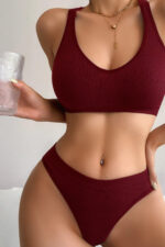 Kadın Bordo Desteksiz Seamless Tangalı   İç Çamaşır  Takımı - Görsel 3