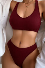 Kadın Bordo Desteksiz Seamless Tangalı   İç Çamaşır  Takımı - Görsel 5
