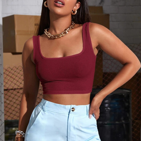 Kadın Bordo Kalın Askılı Crop Top Büstiyer – Modern ve Şık Tasarım