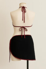 Kadın Bordo Siyah Pareolu Yandan ve Boyundan Bağlamalı 3&apos;lü Bikini Takımı – Modern, Konforlu ve Günlük Kombinlere Uygun - Görsel 3