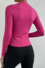 Kadın Fuşya Belden ve Boyundan Büzgü Detaylı Uzun Kollu Bluz - Görsel 2