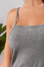 Kadın Gri Ip Askılı Penye Gecelik – Modern ve Şık Tasarım - Görsel 4