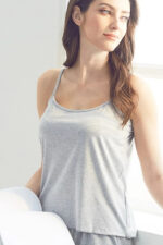 Kadın Gri Şortlu Penye Gecelik Takımı – Modern, Konforlu ve Günlük Kombinlere Uygun - Görsel 4