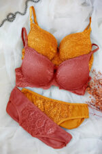 Kadın Hardal Ve Kiremit Rengi Dolgulu Balenli Sütyen Külot 2&apos;li Paket – Modern ve Şık Tasarım