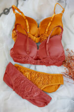 Kadın Hardal Ve Kiremit Rengi Dolgulu Balenli Sütyen Külot 2&apos;li Paket – Modern ve Şık Tasarım - Görsel 2