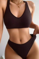 Kadın Kahverengi Desteksiz Seamless Tangalı İç Çamaşır Takımı – Modern, Konforlu