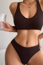 Kadın Kahverengi Desteksiz Seamless Tangalı İç Çamaşır Takımı – Modern, Konforlu - Görsel 4