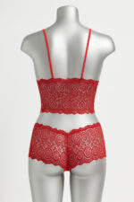 Kadın Kırmızı Dantel Bralet Şort Takımı – Tutkulu ve Çekici İç Giyim - Görsel 4
