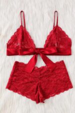 Kadın Kırmızı Dantelli & Kurdelalı Sütyen Külot Takımı – Modern, Konforlu ve Günlük Kombinlere Uygun - Görsel 2
