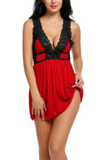 Kadın Kırmızı Dantelli Sırtı Açık Gecelik – Modern ve Şık Tasarım - Görsel 2