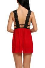 Kadın Kırmızı Dantelli Sırtı Açık Gecelik – Modern ve Şık Tasarım - Görsel 3