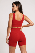 Kadın Kırmızı Kalın Askılı Yüksek Bel Şortlu Gecelik Takımı – Modern, Konforlu ve Günlük Kombinlere Uygun - Görsel 5