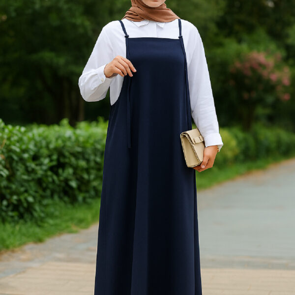 Kadın Lacivert Basic Ayarlanabilir Askılı Jile Elbise