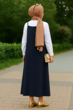 Kadın Lacivert Basic Ayarlanabilir Askılı Jile Elbise - Görsel 2