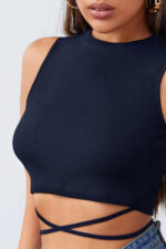 Kadın Lacivert Çapraz Bağlamalı Crop Top Büstiyer – Modern ve Şık Tasarım - Görsel 5