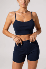 Kadın Lacivert Şortlu Kaşkorse Gecelik Takım – Modern, Konforlu ve Günlük Kombinlere Uygun - Görsel 5