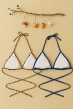 Kadın Leopar Desenli ve Mavi Minimal Kesim Üçgen Bikini Üstü – Modern ve Şık Tasarım - Görsel 4