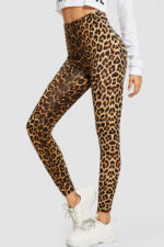 Kadın Leopar Desenli Yüksek Bel Dar Kesim Esnek Tayt – Modern ve Şık Tasarım - Görsel 3