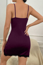 Kadın Mor Göğsü ve Bacakları Dantelli Yırtmaçlı Şık Gecelik – Modern ve Şık Tasarım - Görsel 2