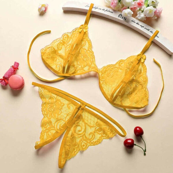 Kadın Sarı Dantelli Sütyen Külot Takımı – Modern, Konforlu ve Günlük Kombinlere Uygun