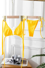 Kadın Sarı Yandan Bağlamalı Tangalı Üçgen Bikini Mayo Takımı – Modern, Konforlu ve Günlük Kombinlere Uygun - Görsel 4